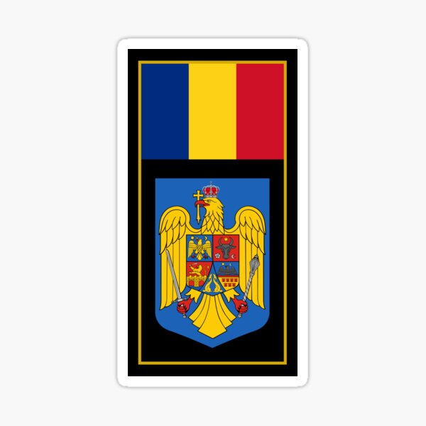 Item preview, Romania Flag & Coat of arms designed and sold by adamst555.