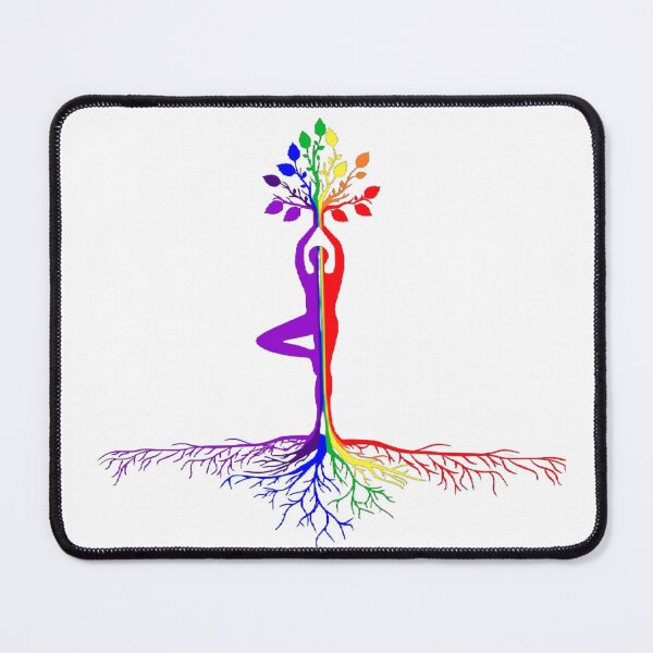 Item preview, Morphing Yoga Tree Pose with the Tree of Life in Rainbow Pride Flag Colors, LGBTQ Art designed and sold by Travelslightly.