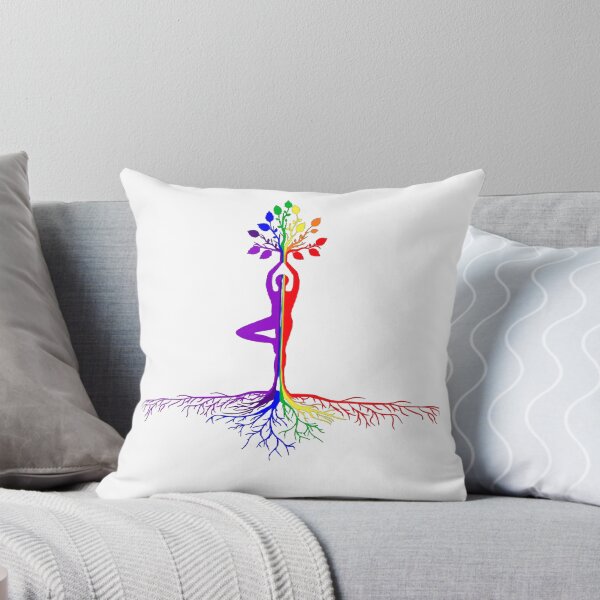 Item preview, Morphing Yoga Tree Pose with the Tree of Life in Rainbow Pride Flag Colors, LGBTQ Art designed and sold by Travelslightly.