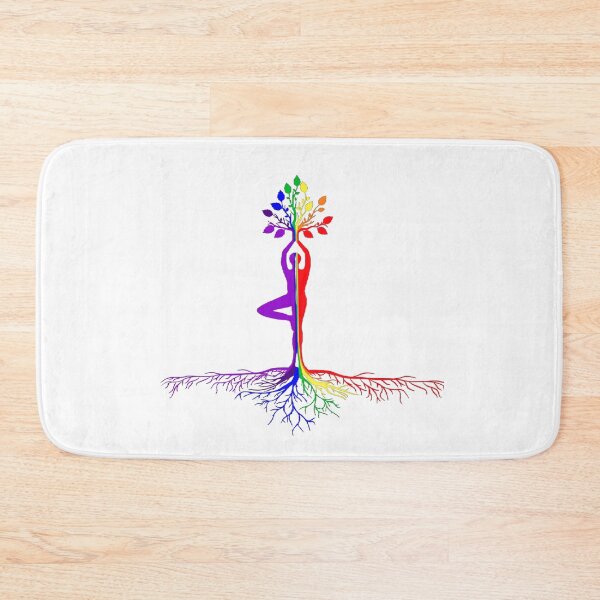 Item preview, Morphing Yoga Tree Pose with the Tree of Life in Rainbow Pride Flag Colors, LGBTQ Art designed and sold by Travelslightly.