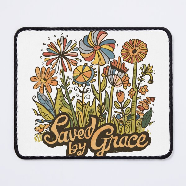 Item preview, Vintage Wildflower Hand-drawn - Retro "Saved by Grace" Women's Christian Art Design by #HahaHandlesHub designed and sold by HahaHandlesHub.