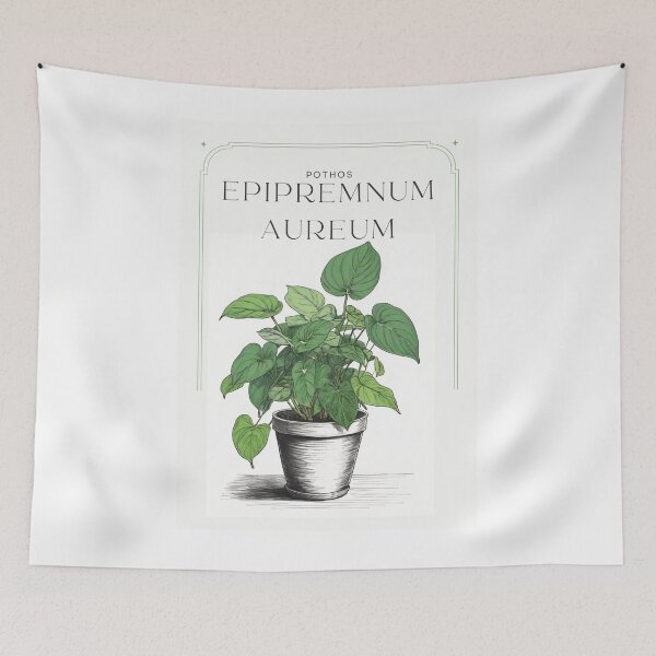 Item preview, Botanical Epipremnum aureum pothos in  pot rustic sketch by CallisC Arts ⭐⭐⭐⭐⭐ designed and sold by CallisC-Arts.