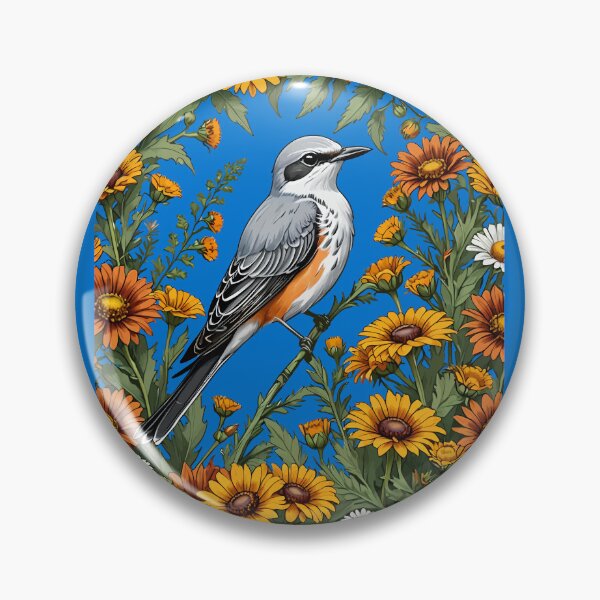 Item preview, Oklahoman Flycatcher Bird Surrounded By Gaillardia pulchella designed and sold by taiche.