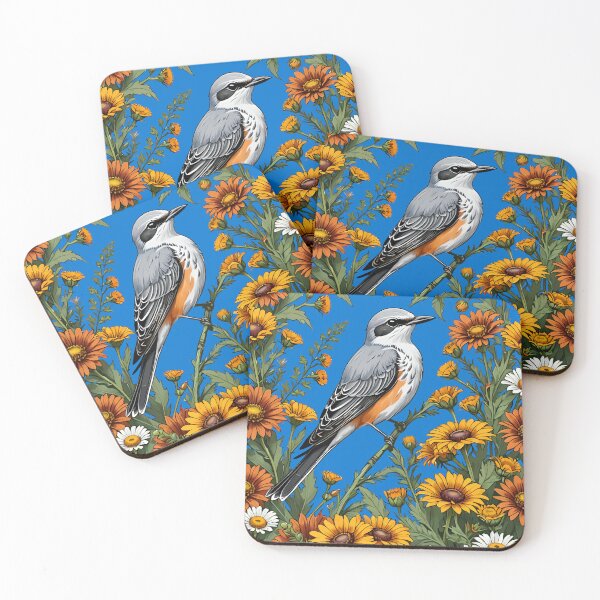 Item preview, Oklahoman Flycatcher Bird Surrounded By Gaillardia pulchella designed and sold by taiche.