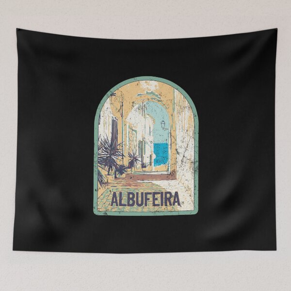 Item preview, Illustration of a Picturesque Street in Albufeira's Old Town, Algarve, Portugal designed and sold by Lemomo-artworks.