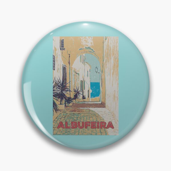 Item preview, Illustration of a Picturesque Street in Albufeira's Old Town, Algarve, Portugal designed and sold by Lemomo-artworks.