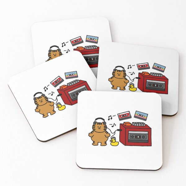 Item preview, a Cat and a Duck listening to music on a cassette player with headphones designed and sold by superbaechoo.