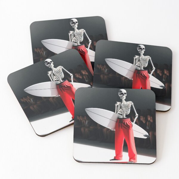 Item preview, Skeleton, Fashion Show, Red Shorts, Holding a Surfboard designed and sold by GaborSkeleton.