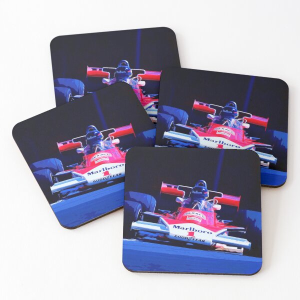 Item preview, James Hunt racing his 1977 M23 F1 racecar watercolor designed and sold by Rodissimus1984.