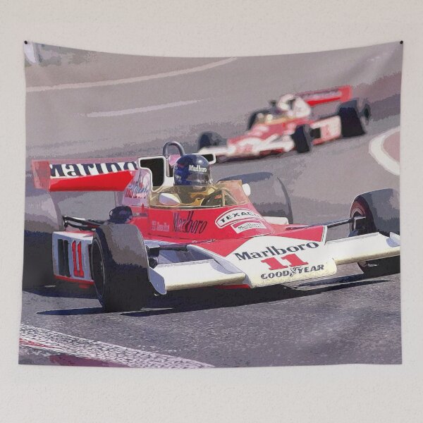 Item preview, James Hunt racing his 1976 M23 F1 racecar during the Spanish Grand Prix designed and sold by Rodissimus1984.