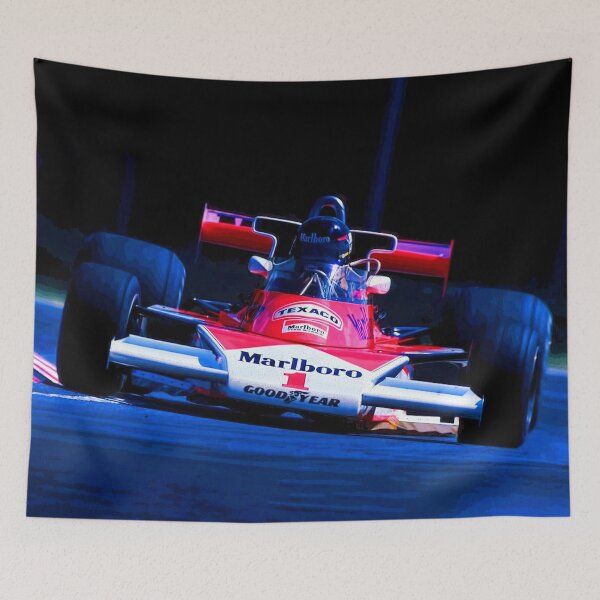 Item preview, James Hunt racing his 1977 M23 F1 racecar abstract designed and sold by Rodissimus1984.