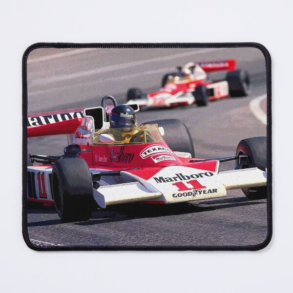 Item preview, James Hunt racing his 1976 M23 F1 racecar during the Spanish Grand Prix abstract designed and sold by Rodissimus1984.