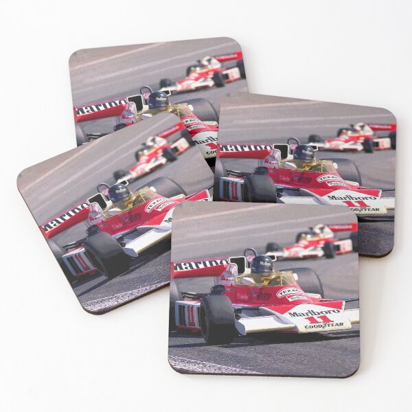 Item preview, James Hunt racing his 1976 M23 F1 racecar during the Spanish Grand Prix abstract designed and sold by Rodissimus1984.