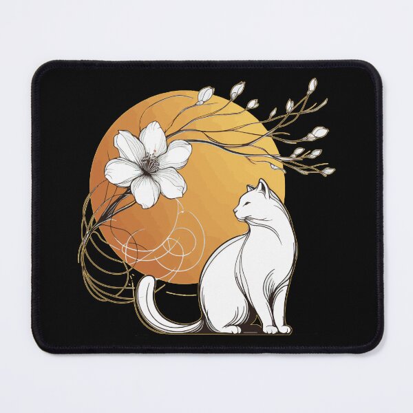 Item preview, Outline White Cat Floral Minimalist designed and sold by TomFrontierArt.