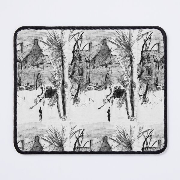 Item preview, Drawing pencil illustration countryside landscape gray tones designed and sold by Carré Comme Orange.