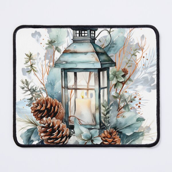 Item preview, Light Blue Floral Leafy Winter Lantern designed and sold by Chestnut Falls Studio.