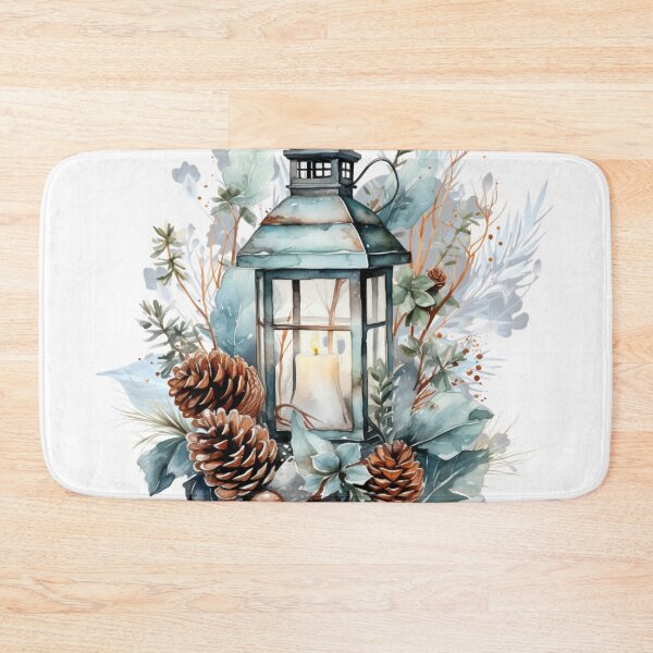 Item preview, Light Blue Floral Leafy Winter Lantern designed and sold by Chestnut Falls Studio.