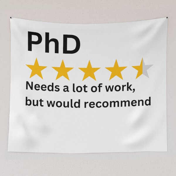 Item preview, PhD, needs a lot of work but would recommend, funny PhD designed and sold by NoetherSym.