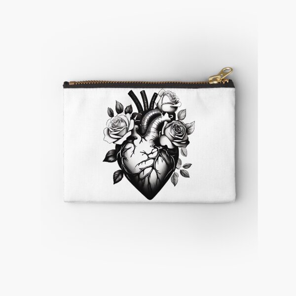 Item preview, Realistic Anatomical Heart with Roses Black and White Timeless Beauty designed and sold by Frostquest.