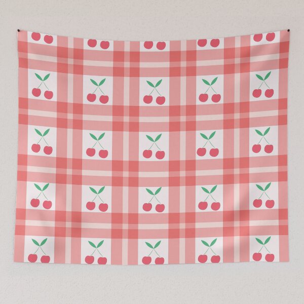 Item preview, Small Cherries on Red Plaid Gingham  Pattern  designed and sold by Yasminepatterns .