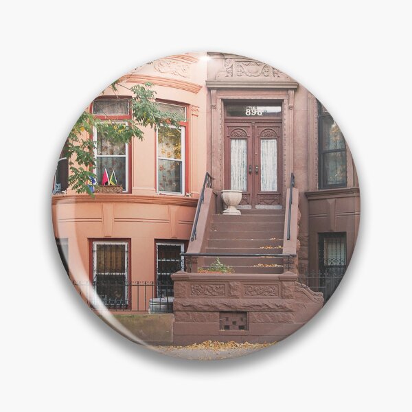 Item preview, New York, USA I Street architecture with aesthetic orange autumn in the residential district of Brooklyn with cozy houses for a film movie or TV series cityscape with Carrie Bradshaw's apartment loft designed and sold by Julie Travel Photography.