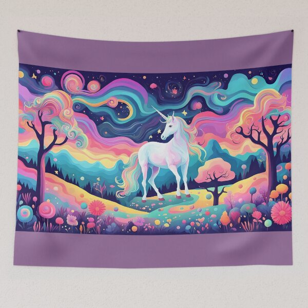 Item preview, Moonlight the Unicorn Dances & Dreams in Celestial Lemurian Meadows designed and sold by Mayastar Designs.