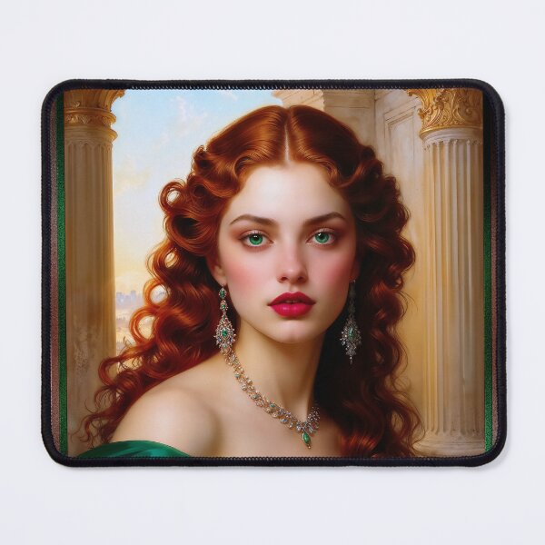 Item preview, Her Captivating Green Eyes Renaissance-Inspired Portrait Of A Lady Stunning AI Concept Art by Xzendor7 designed and sold by Xzendor7 Digital Art Creations.