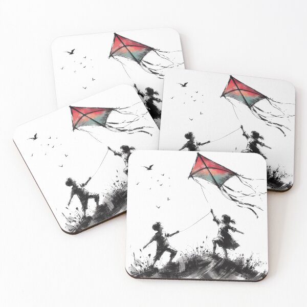 Item preview, Whimsical Kite Chase - Expressive Children’s Silhouette Art designed and sold by MiszungART.