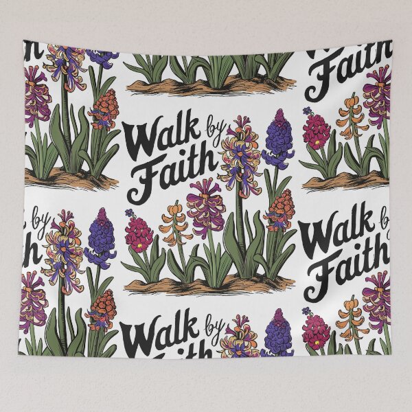 Item preview, Vintage Hyacinth Hand-drawn - Retro "Walk by Faith" Women's Christian Art Design by #HahaHandlesHub designed and sold by HahaHandlesHub.
