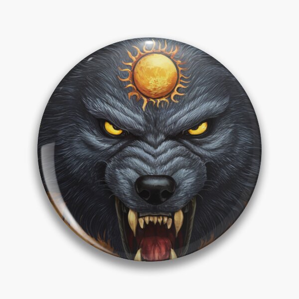 Item preview, world of dark fantasy angry Werewolf face on an amulet with a sun on it designed and sold by 123ks.