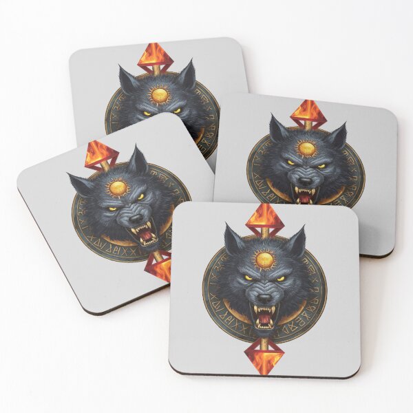 Item preview, world of dark fantasy angry Werewolf face on an amulet with a sun on it designed and sold by 123ks.