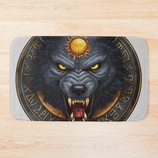 Item preview, world of dark fantasy angry Werewolf face on an amulet with a sun on it designed and sold by 123ks.