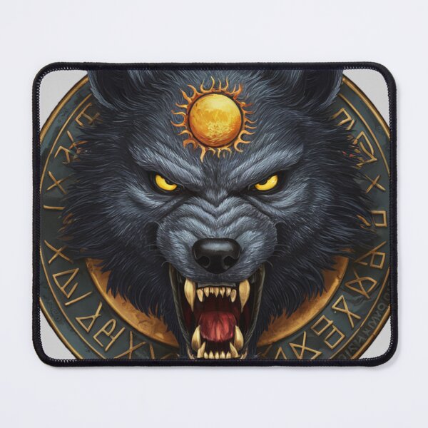Item preview, world of dark fantasy angry Werewolf face on an amulet with a sun on it designed and sold by 123ks.