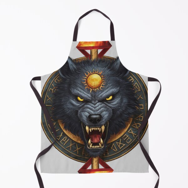Item preview, world of dark fantasy angry Werewolf face on an amulet with a sun on it designed and sold by 123ks.