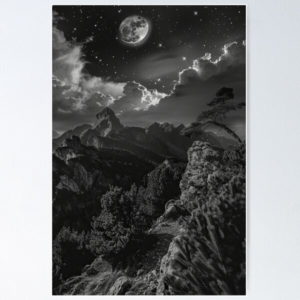 Item preview, Ragged Mountains at Night  designed and sold by OccultDreams.