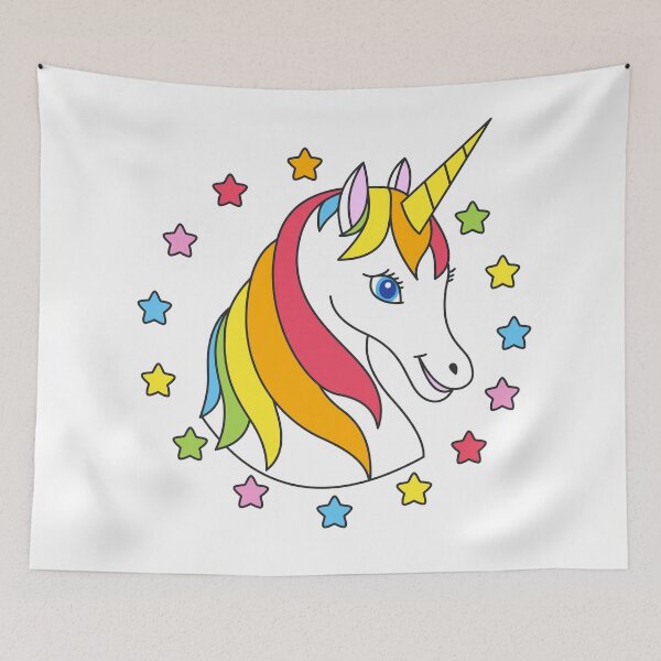 Item preview, Cute Rainbow Unicorn with stars Colorful Unicorn smiley face designed and sold by micarto.