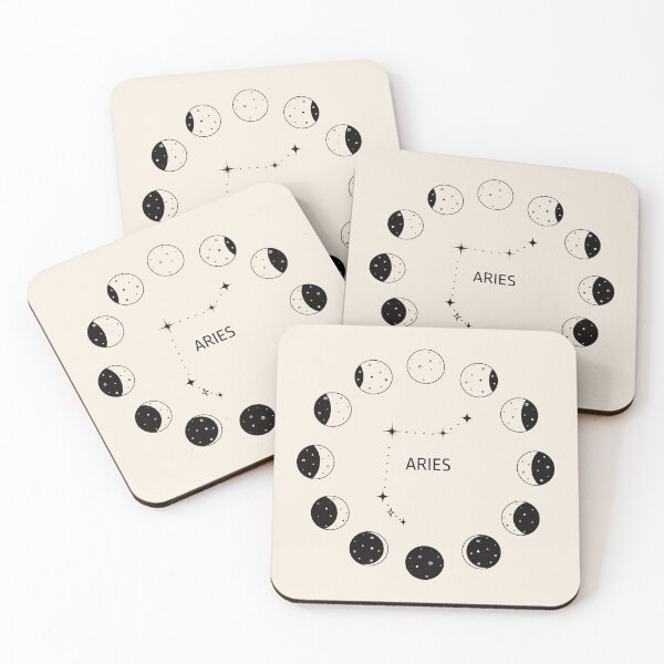 Item preview, Moon phases and zodiac constellation Aries designed and sold by MonochromeEcho.