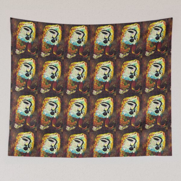 Item preview, Abstract oil painting face tribal African woman designed and sold by Carré Comme Orange.