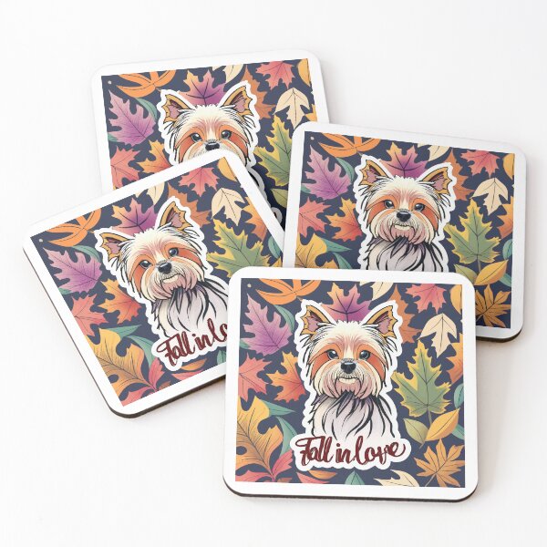 Item preview, Vintage Fall in Love - Yorkshire Terrier and Autumn Leaves designed and sold by NiftyWrx.