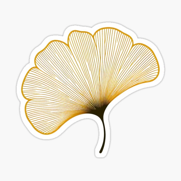 Transparent, Golden Ginkgo Biloba Leaf, Minimalist, Abstract Pattern Sticker