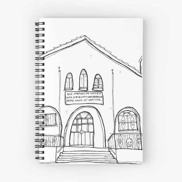 Item preview, Black and White Line Drawing of Greek Orthodox Church of the Holy Unmercenaries in Dulwich Hill, Sydney, Australia designed and sold by littlecurlew.