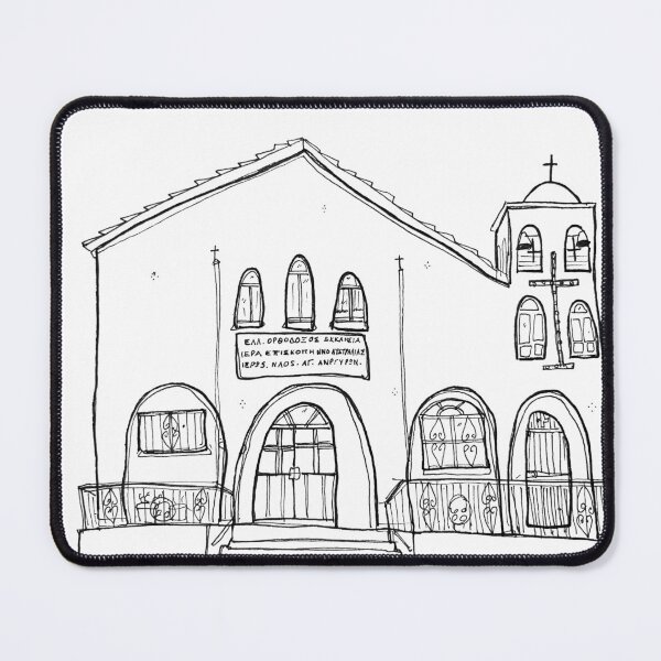 Item preview, Black and White Line Drawing of Greek Orthodox Church of the Holy Unmercenaries in Dulwich Hill, Sydney, Australia designed and sold by littlecurlew.