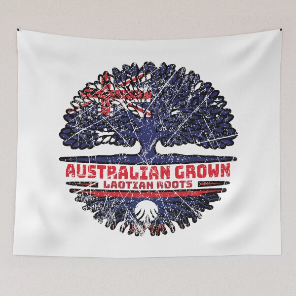 Item preview, Laos Laotian Australian Australia Tree Roots Flag designed and sold by FlagX.
