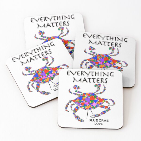 Item preview, Blue Crab Art, Everything Matters, Colorful Crab Love and Hearts in Reds designed and sold by Colleen Macomber.