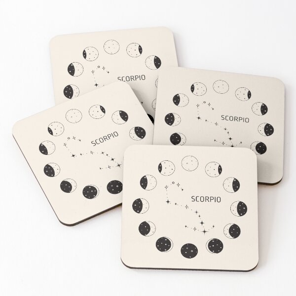Item preview, Moon phases and zodiac constellation Scorpio designed and sold by MonochromeEcho.