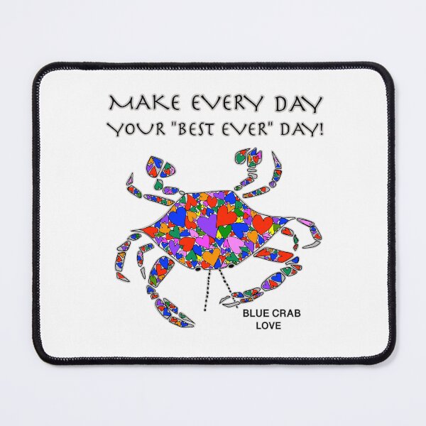 Item preview, Blue Crab Art, Make Every Day Your "Best Ever" Day, Colorful Crab Love and Hearts in Reds designed and sold by Colleen Macomber.