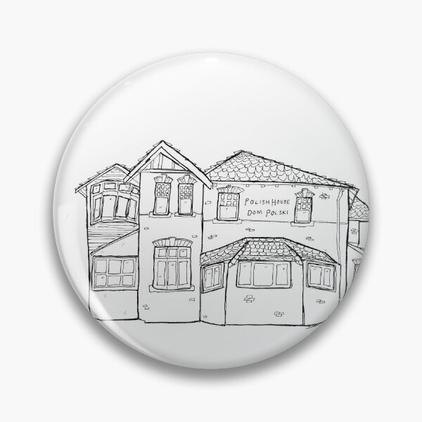 Item preview, Black and white line drawing of Polish House (Dom Polski) in Sydney (Australia) designed and sold by littlecurlew.