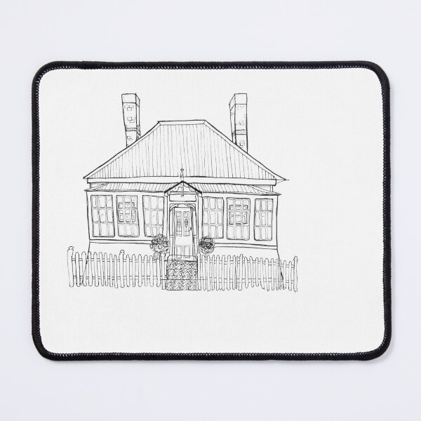 Item preview, Black and white line drawing of house in Hobart, Tasmania, Australia designed and sold by littlecurlew.