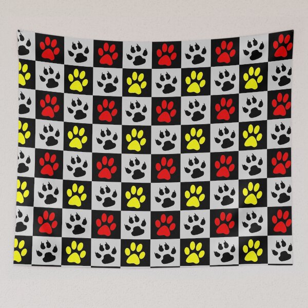 Item preview, Geometric Red Yellow Paws and Claws designed and sold by PatternTitan.