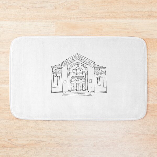 Item preview, Black and white line drawing of Playhouse Theatre in Hobart, Tasmania, Australia designed and sold by littlecurlew.
